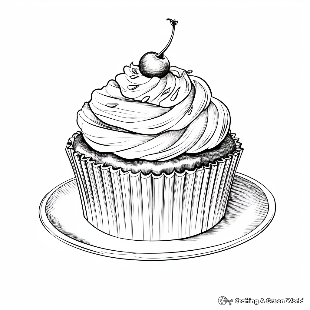 Realistic Red Velvet Cupcake Coloring Sheets 3