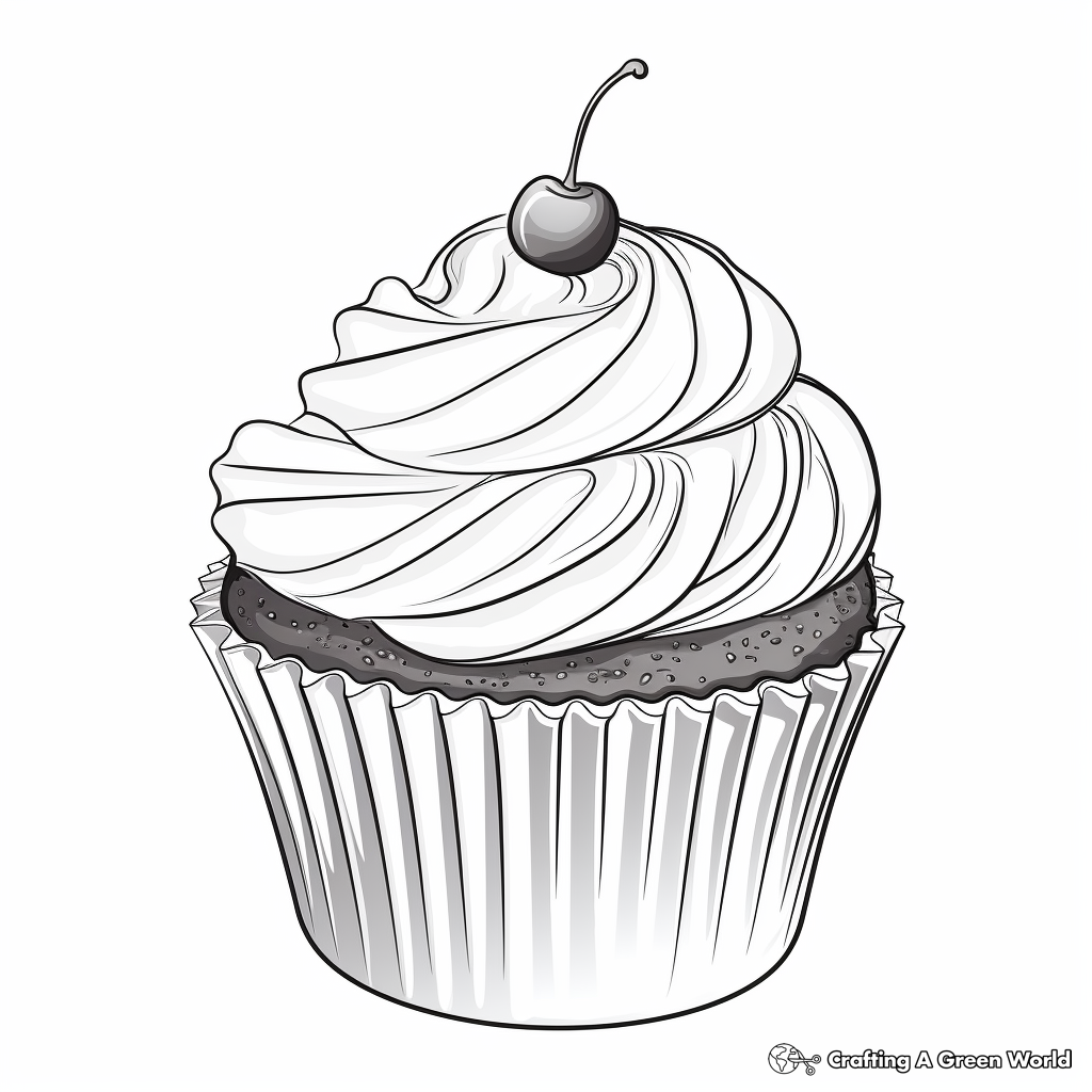 Realistic Red Velvet Cupcake Coloring Sheets 4