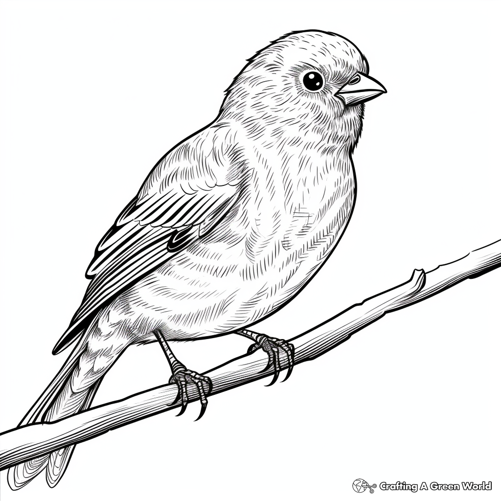 Realistic Redpoll Bird Coloring Sheets 1