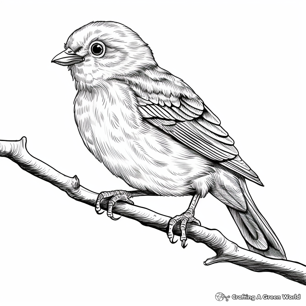 Realistic Redpoll Bird Coloring Sheets 3