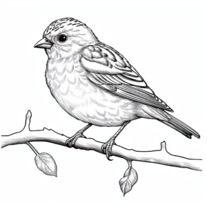 Realistic Redpoll Bird Coloring Sheets 4