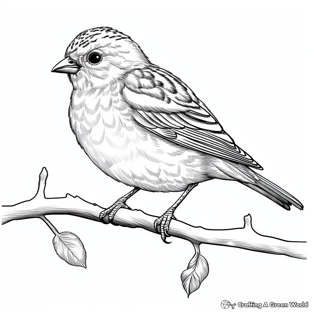 Realistic Redpoll Bird Coloring Sheets 4