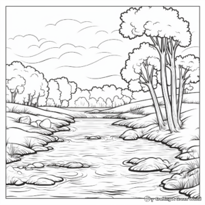 Realistic River Landscape Coloring Pages 3