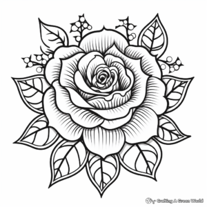 Realistic Rose Heart Coloring Pages 2