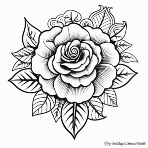 Realistic Rose Heart Coloring Pages 4