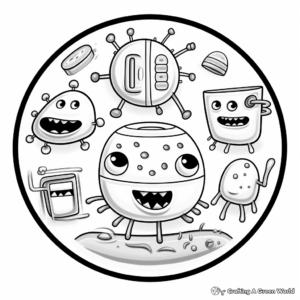 Realistic Round Bacteria Coloring Sheets 1
