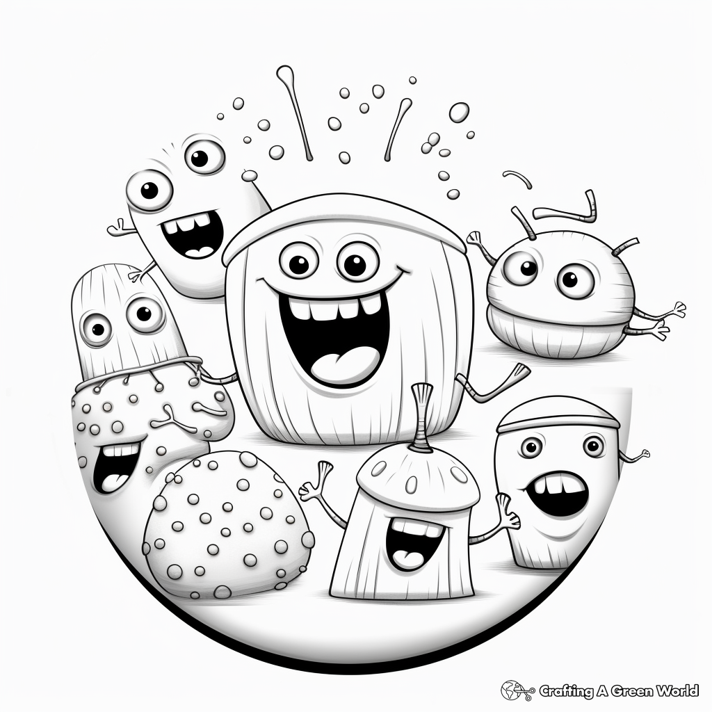 Realistic Round Bacteria Coloring Sheets 3