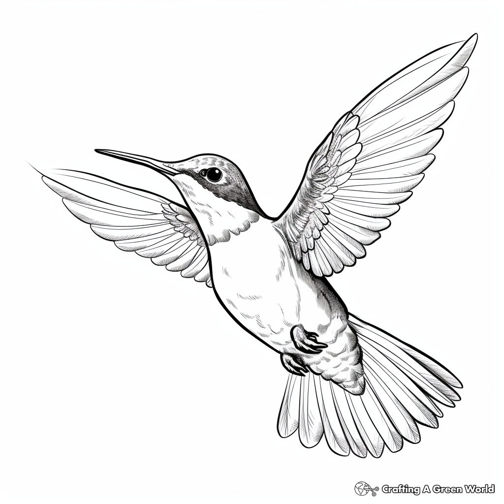 Realistic Ruby-Throated Hummingbird Coloring Pages 2