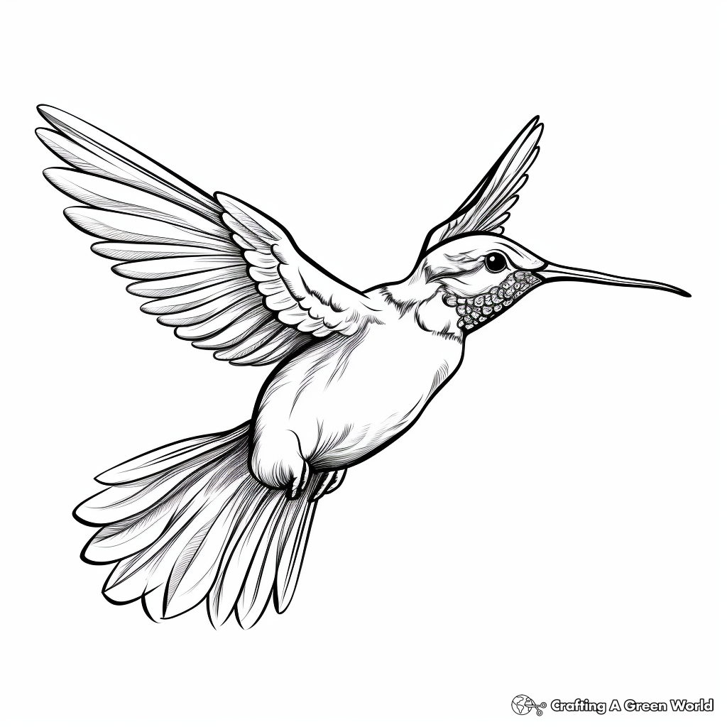 Realistic Ruby-Throated Hummingbird Coloring Pages 3