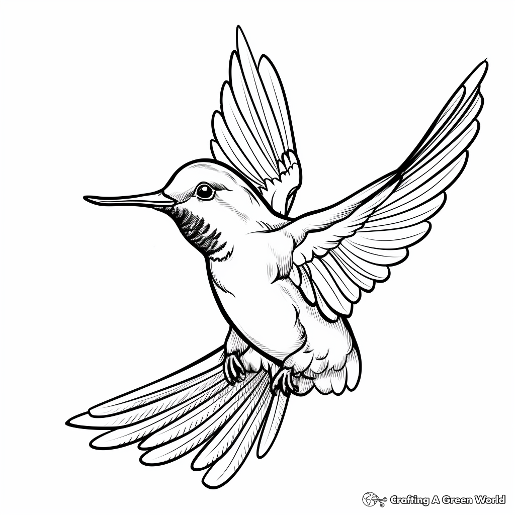 Realistic Rufous Hummingbird Coloring Pages 4
