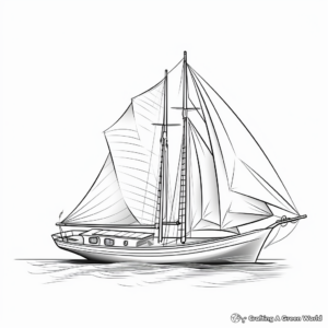 Realistic Sailboat at Sea Coloring Pages 3