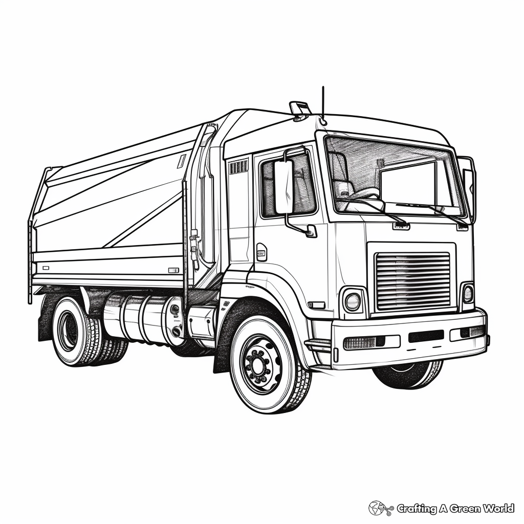 Realistic Sanitation Garbage Truck Coloring Pages 1
