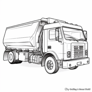 Realistic Sanitation Garbage Truck Coloring Pages 2