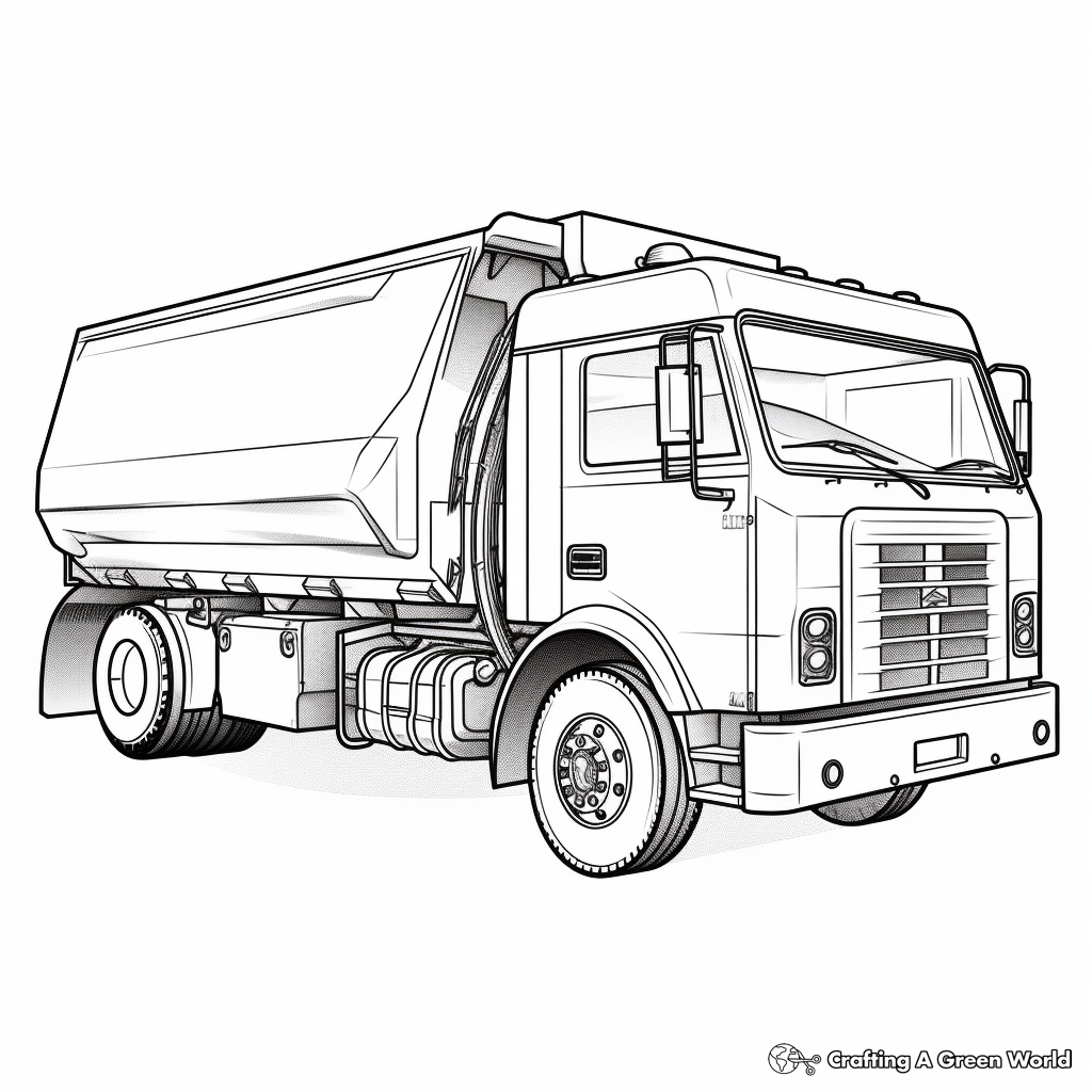 Realistic Sanitation Garbage Truck Coloring Pages 2