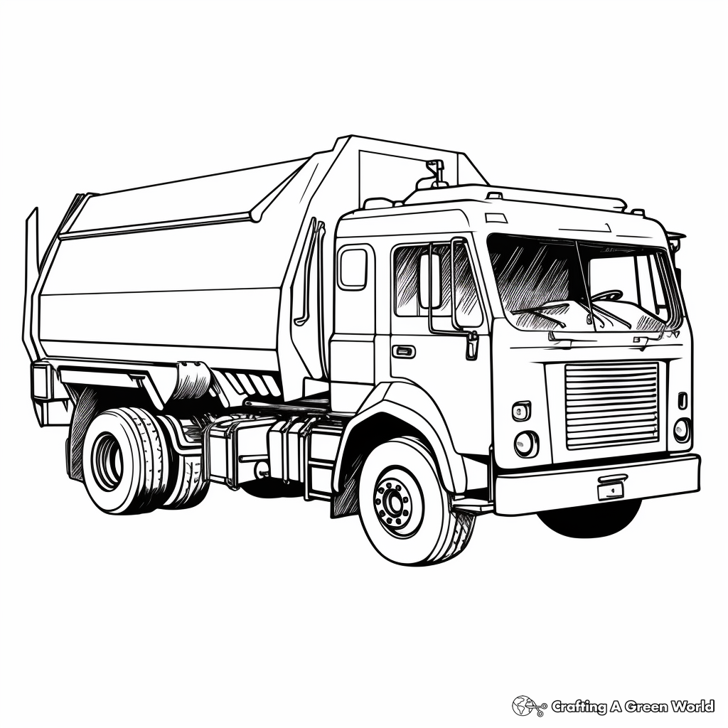 Realistic Sanitation Garbage Truck Coloring Pages 3