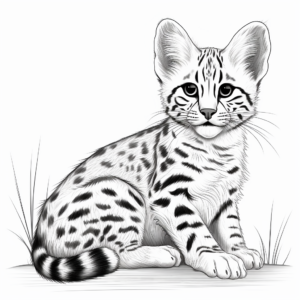 Realistic Savannah Cat Coloring Sheets 2