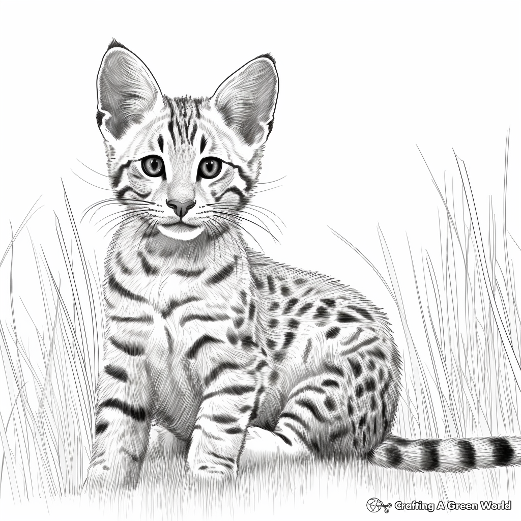Realistic Savannah Cat Coloring Sheets 3