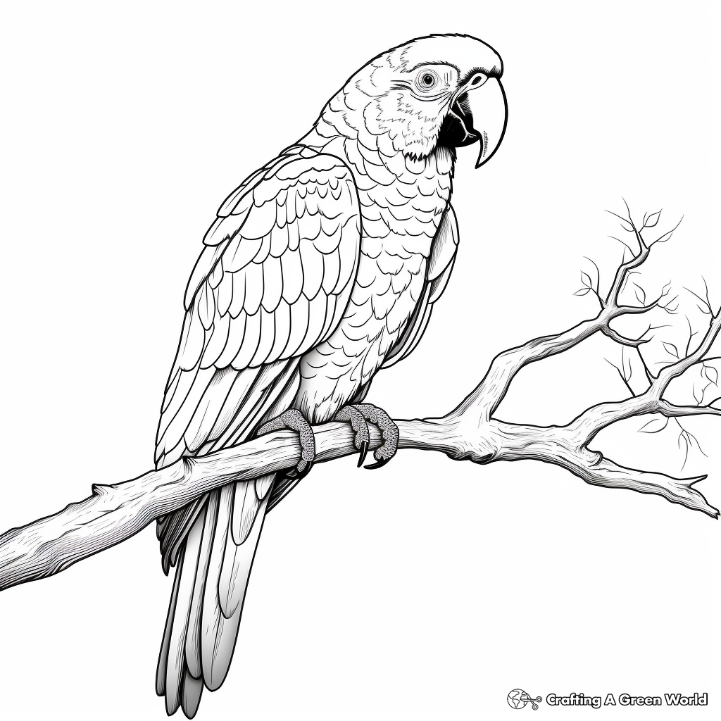 Realistic Scarlet Macaw Coloring Pages 2