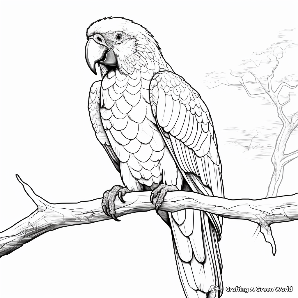 Realistic Scarlet Macaw Coloring Pages 3