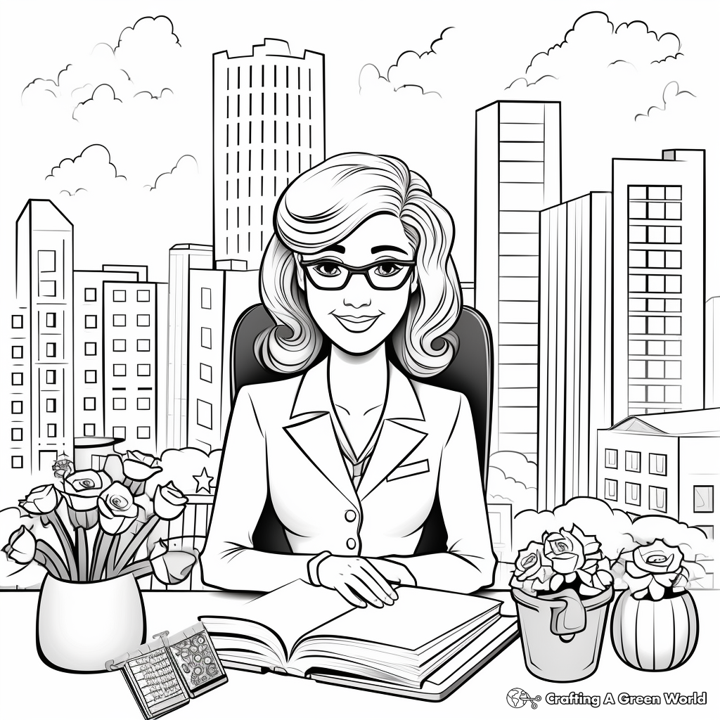 Realistic Scenario of Administrative Professionals Day Coloring Pages 3
