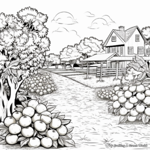 Realistic Scenes of Orange Grove Coloring Pages 2