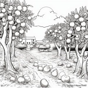 Realistic Scenes of Orange Grove Coloring Pages 3