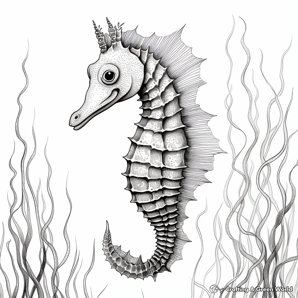 Realistic Seahorse Coloring Pages 1
