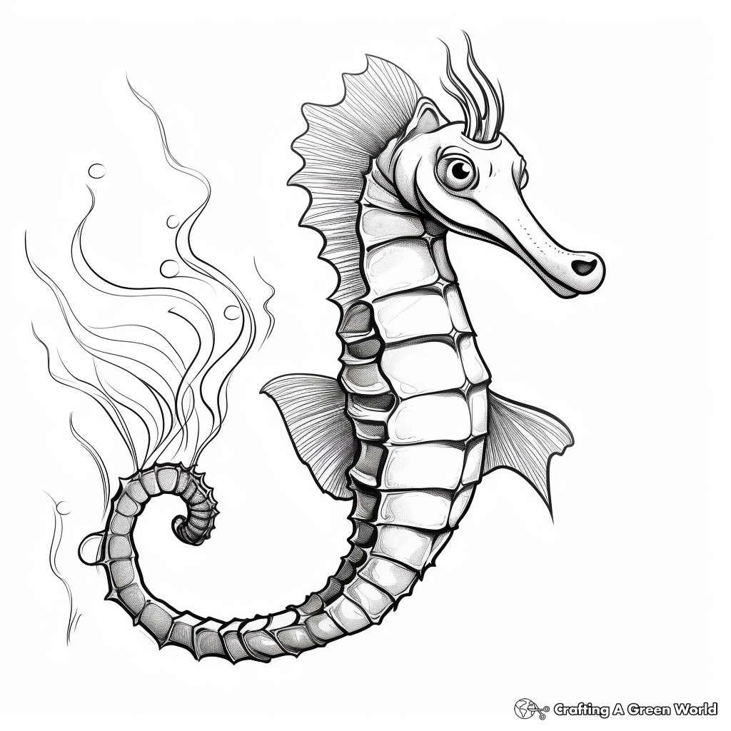 Realistic Seahorse Coloring Pages 3