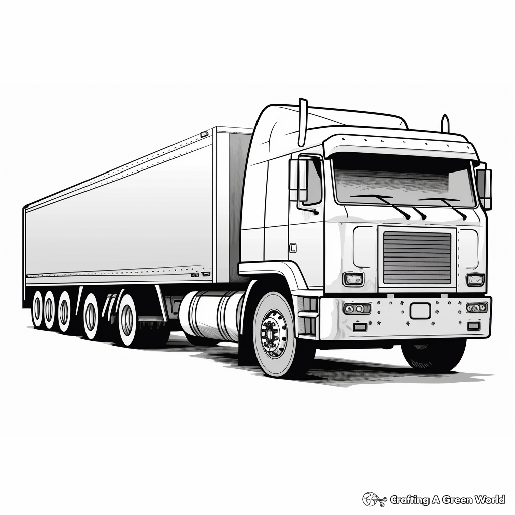 Realistic Semi-Trailer Truck Coloring Pages 3