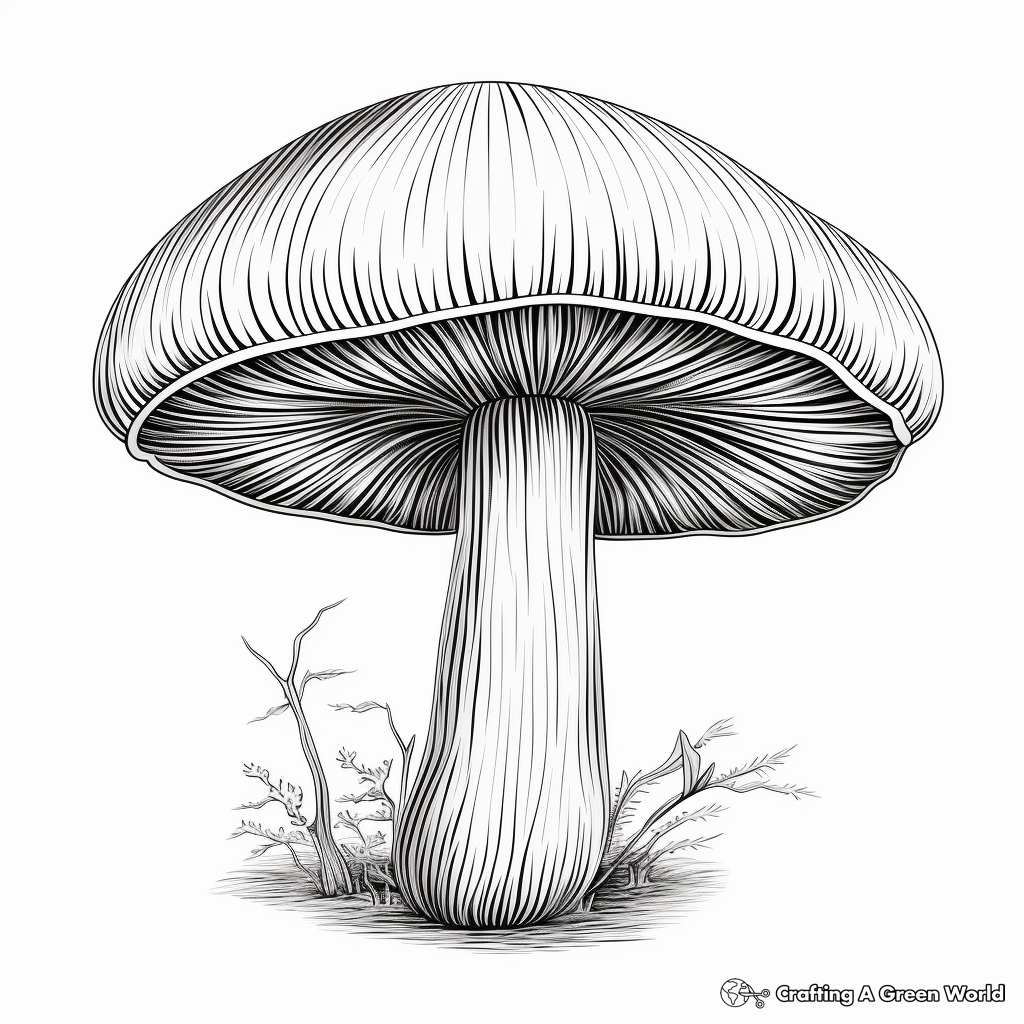Realistic Shiitake Mushroom Coloring Pages for Children 1