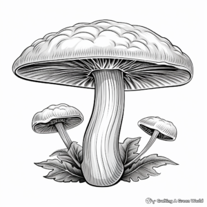 Realistic Shiitake Mushroom Coloring Pages for Children 2