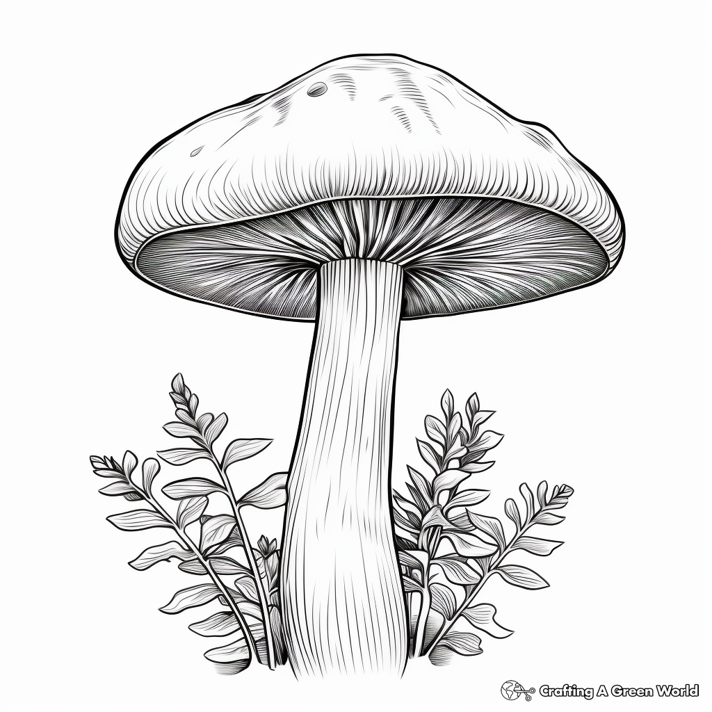 Realistic Shiitake Mushroom Coloring Pages for Children 3