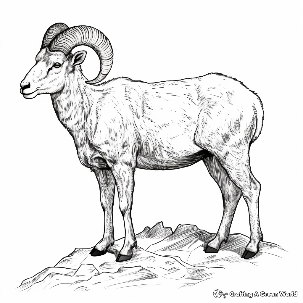 Realistic Sierra Nevada Bighorn Sheep Coloring Pages 2