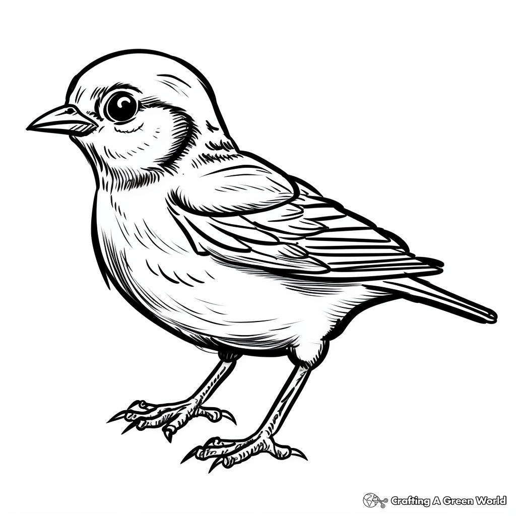 Realistic Sparrow Bird Coloring Sheets 1