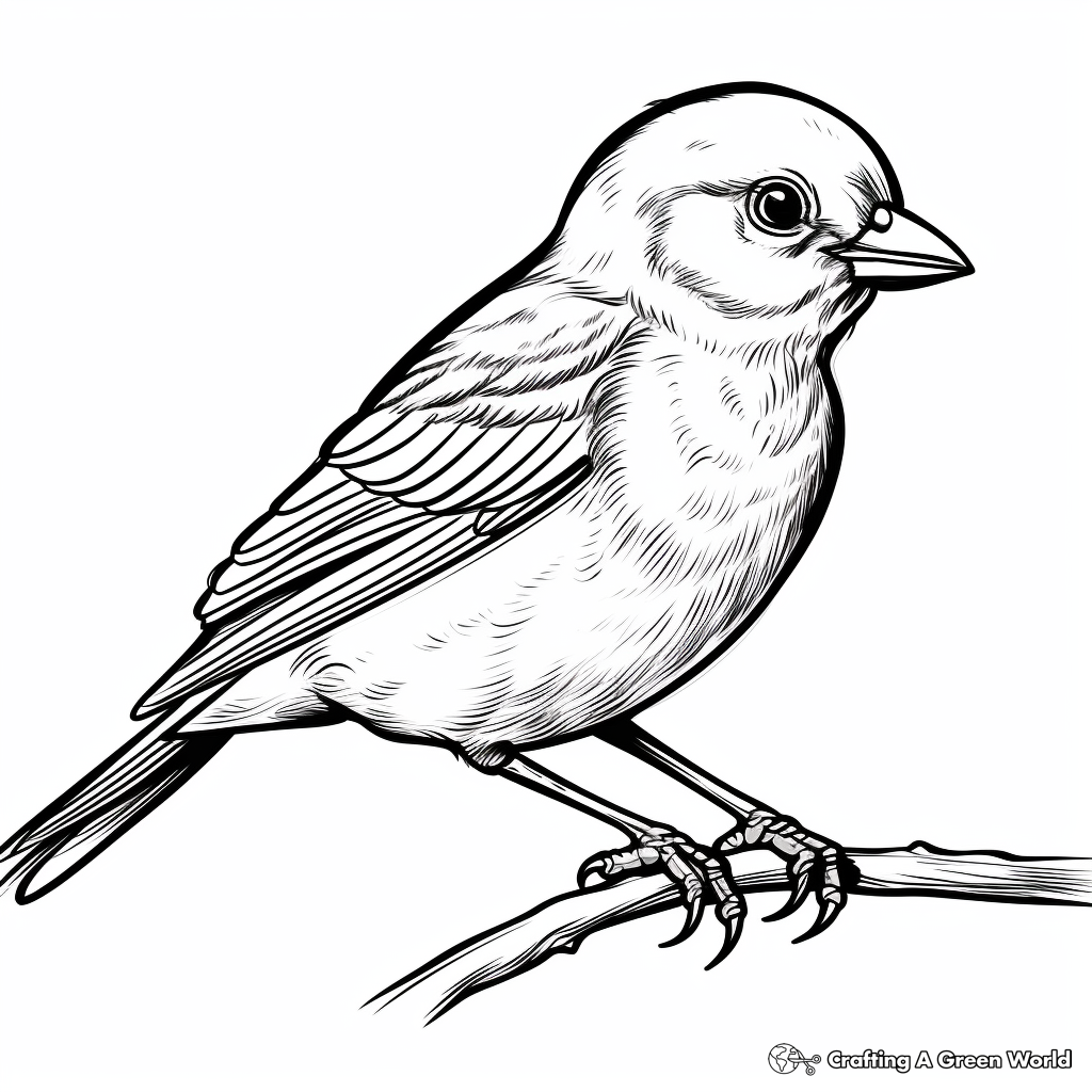 Realistic Sparrow Bird Coloring Sheets 2
