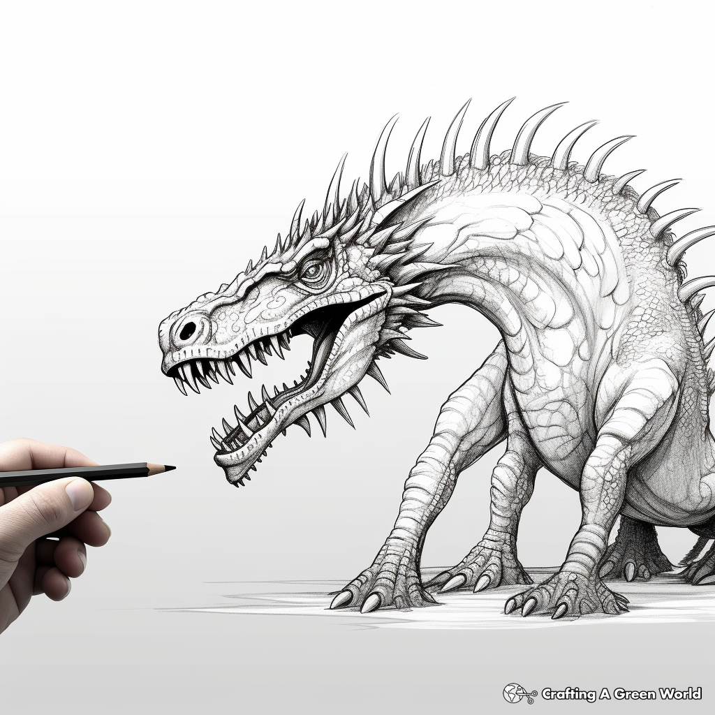 Realistic Spinosaurus vs T-Rex Coloring Sheets 2