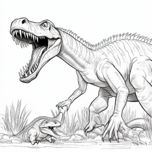 Realistic Spinosaurus vs T-Rex Coloring Sheets 3