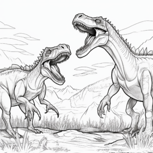 Realistic Spinosaurus vs T-Rex Coloring Sheets 4