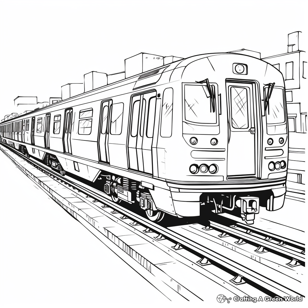 Realistic Subway Train Coloring Pages for Adults 3