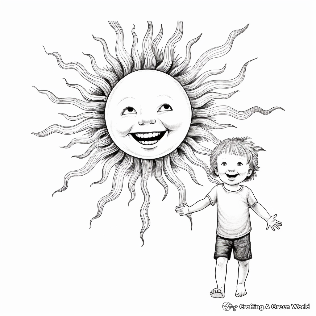 Realistic Sun With Solar Flares Coloring Sheets 3