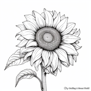 Realistic Sunflower Coloring Pages 1