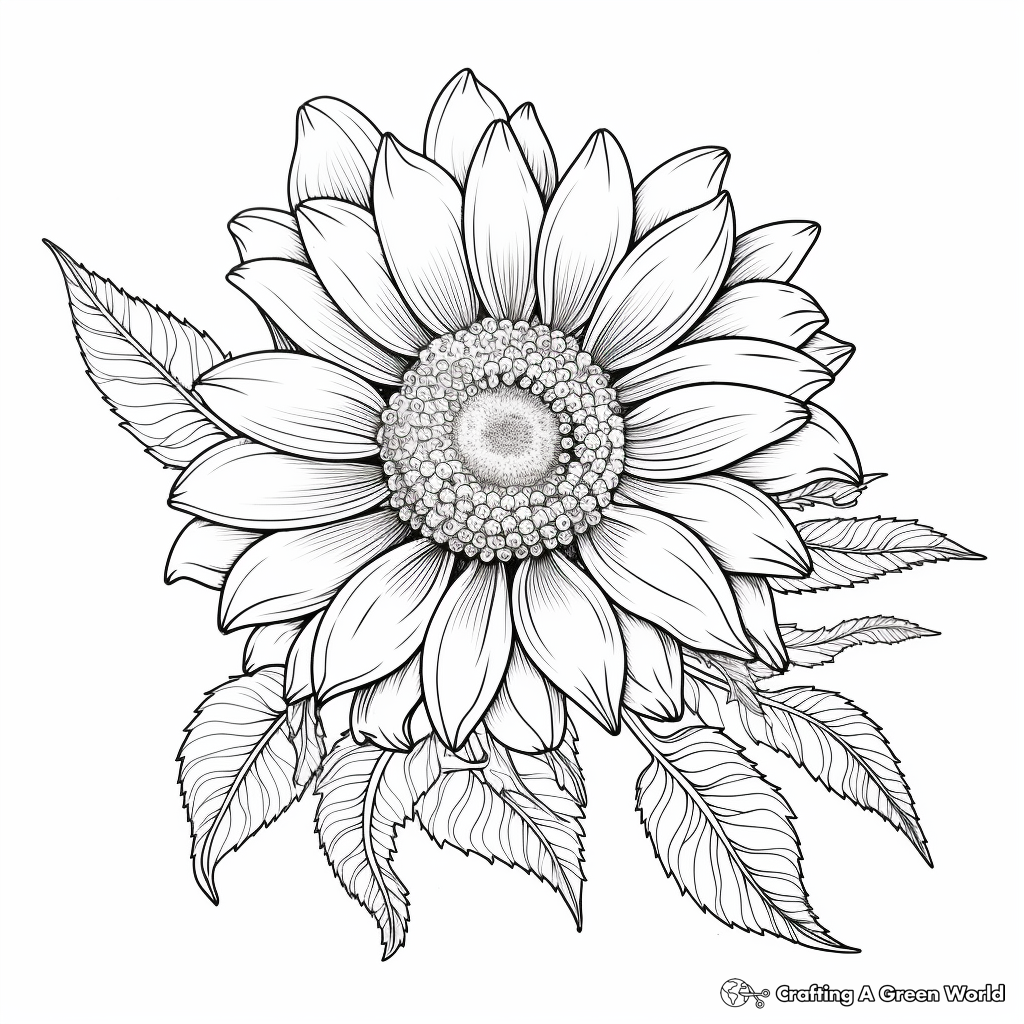 Realistic Sunflower Coloring Pages 2