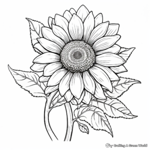 Realistic Sunflower Coloring Pages 3