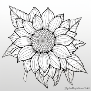 Realistic Sunflower Coloring Pages 4