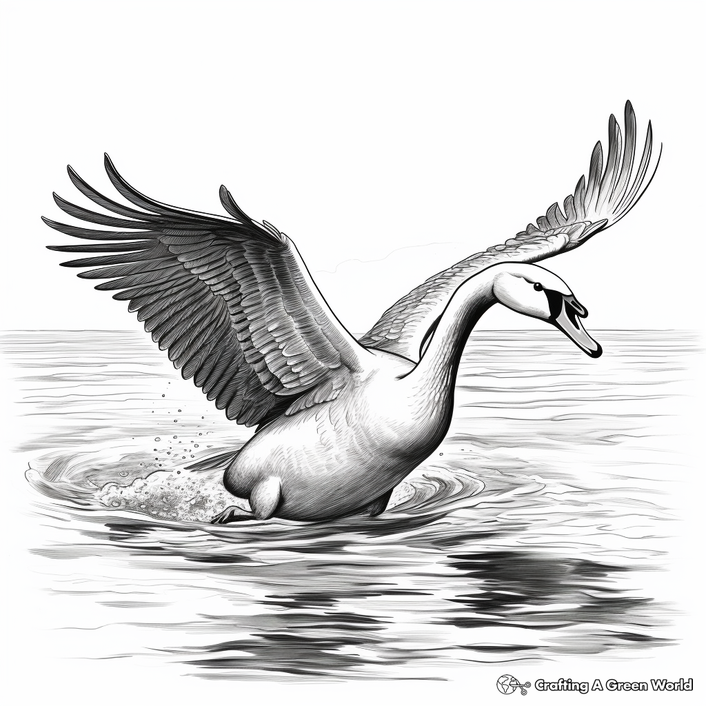Realistic Swan in Flight Coloring Sheets 1