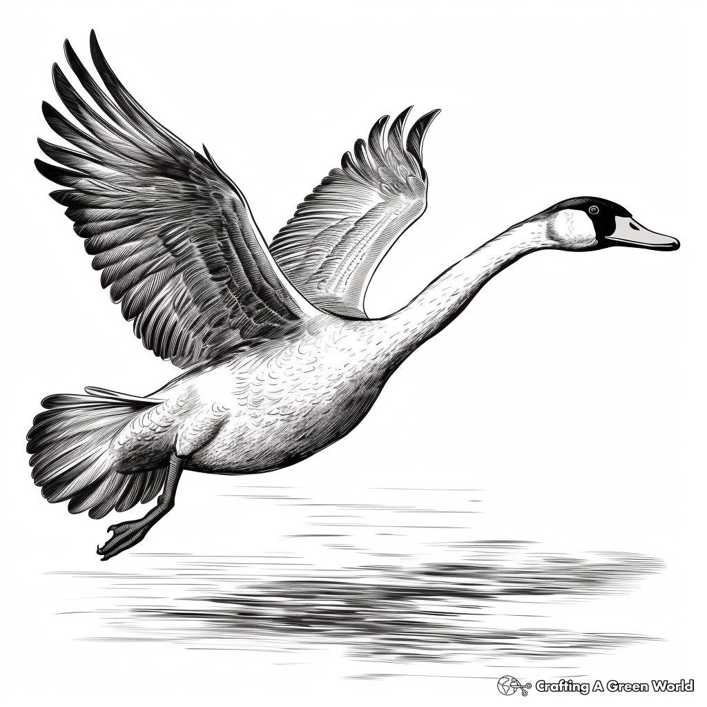 Realistic Swan in Flight Coloring Sheets 2