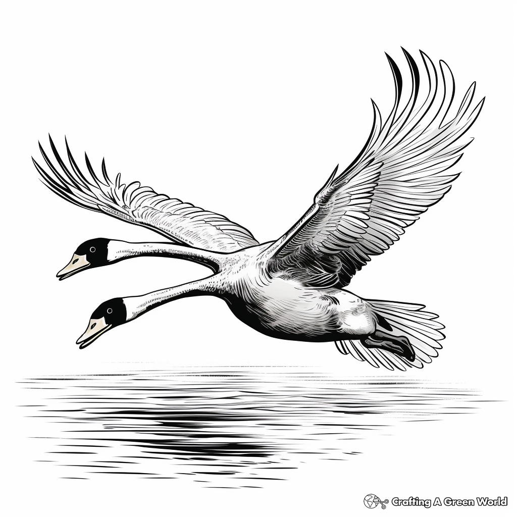 Realistic Swan in Flight Coloring Sheets 3