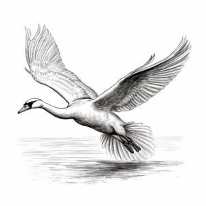 Realistic Swan in Flight Coloring Sheets 4