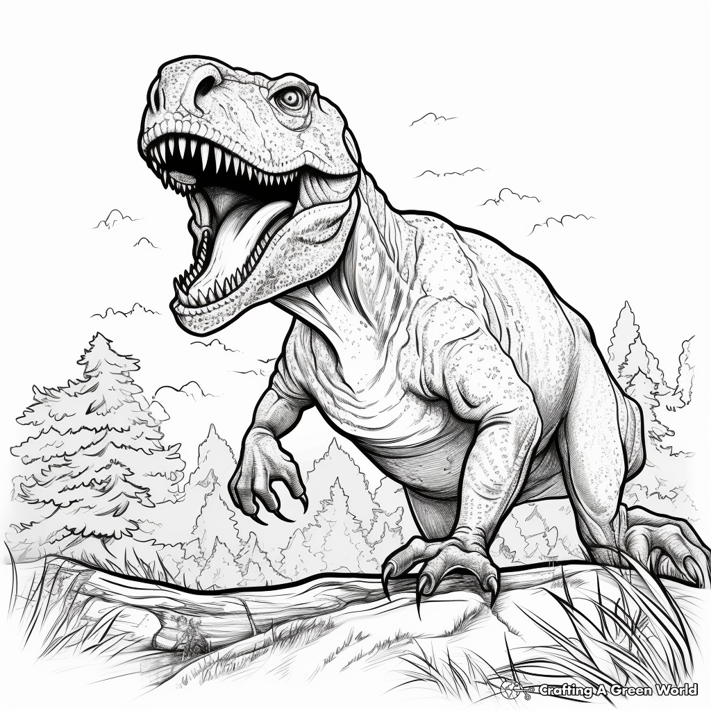 Realistic T Rex Hunting Coloring Pages 1
