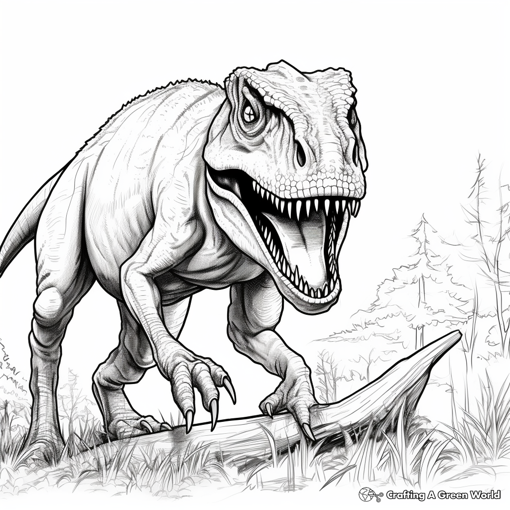 Realistic T Rex Hunting Coloring Pages 2